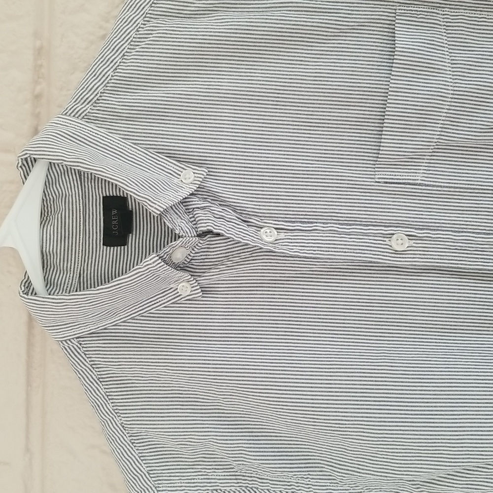 J. Crew Slim Short Sleeve Seersucker Gray, XS